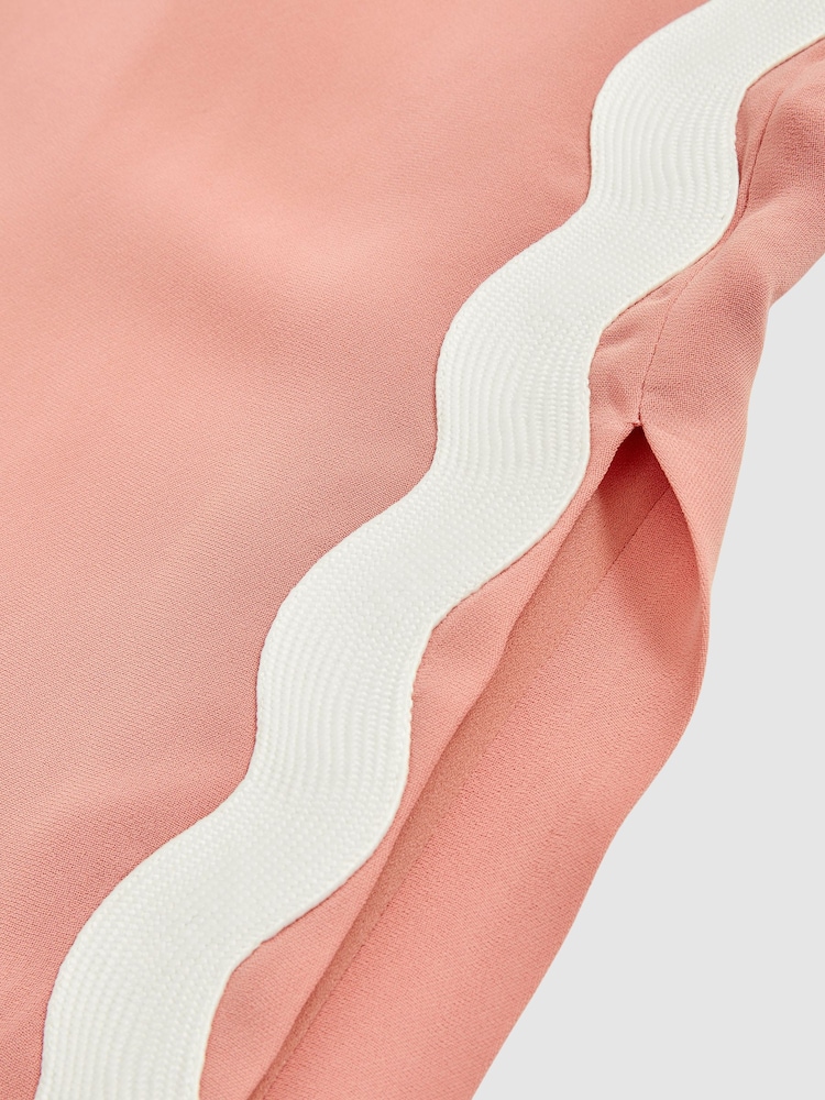Reiss Pink Asher Wave Trim Crepe Midi Dress - Image 6 of 6