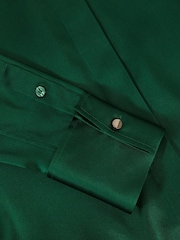 Reiss Green Ameira Silk-Satin Concealed-Placket Shirt - Image 6 of 6