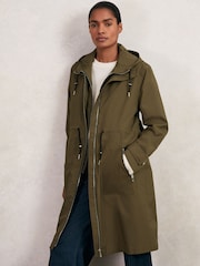 Reiss Khaki Alizeh Petite Removable-Hood Parka Rain Coat - Image 1 of 8