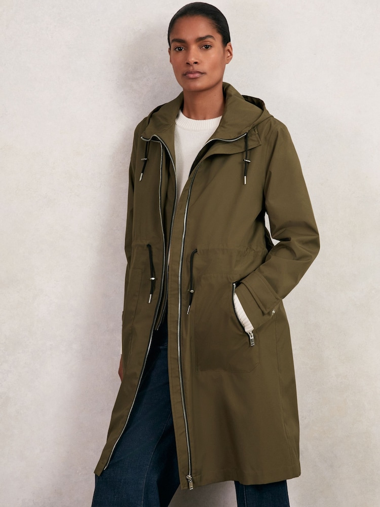 Reiss Khaki Alizeh Petite Removable-Hood Parka Rain Coat - Image 1 of 8
