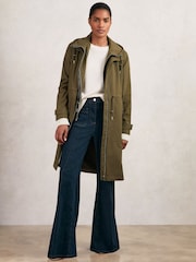 Reiss Khaki Alizeh Petite Removable-Hood Parka Rain Coat - Image 3 of 8