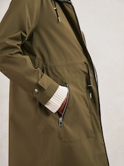 Reiss Khaki Alizeh Petite Removable-Hood Parka Rain Coat - Image 4 of 8
