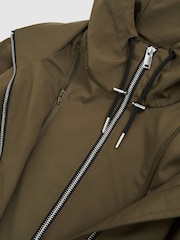 Reiss Khaki Alizeh Petite Removable-Hood Parka Rain Coat - Image 7 of 8