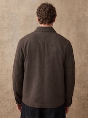 Brown Smart Textured Chore Jacket With Wool - Image 3 of 8