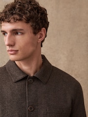 Brown Smart Textured Chore Jacket With Wool - Image 4 of 8