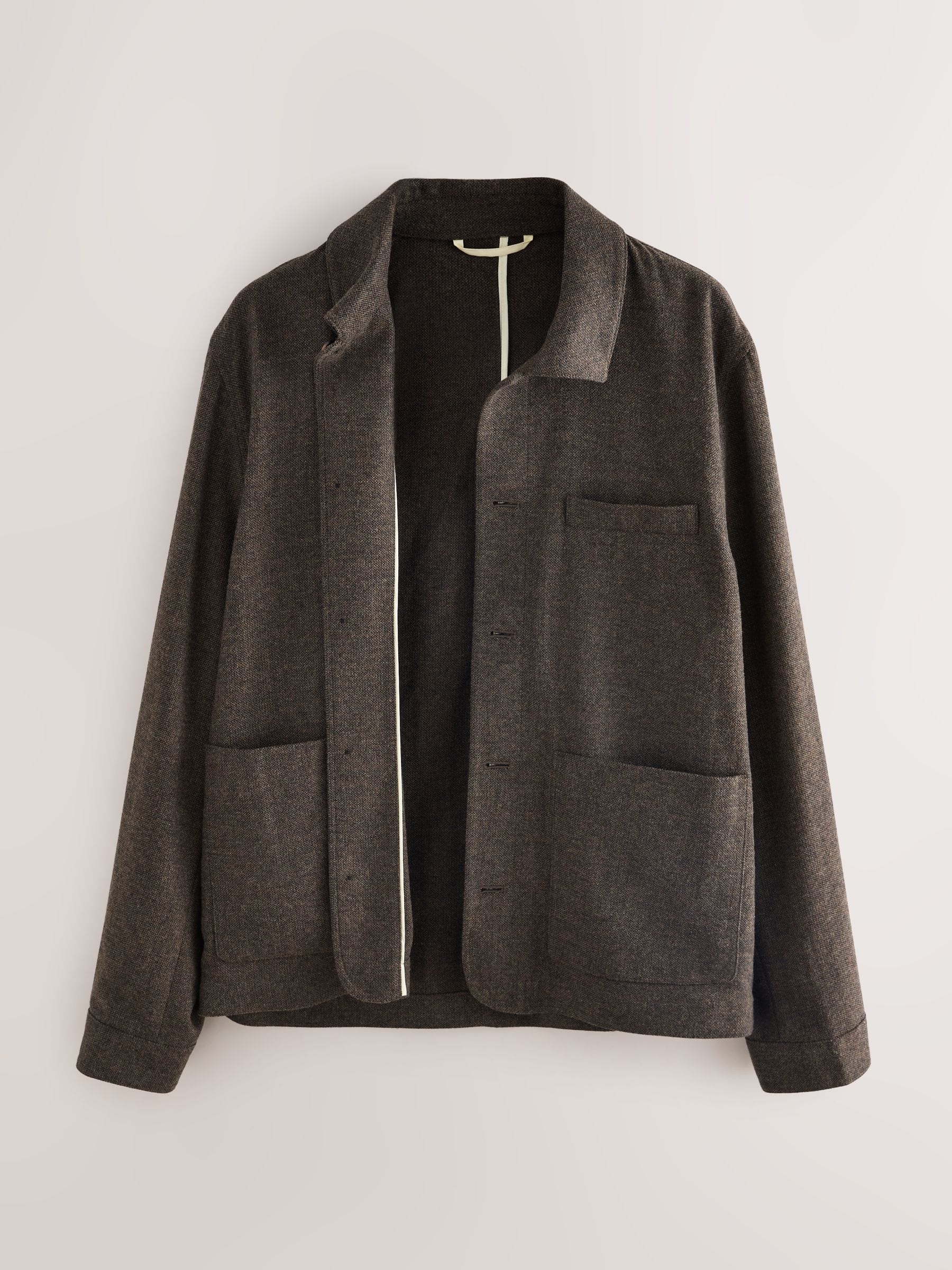 Buy Brown Smart Textured Chore Jacket With Wool from Next USA