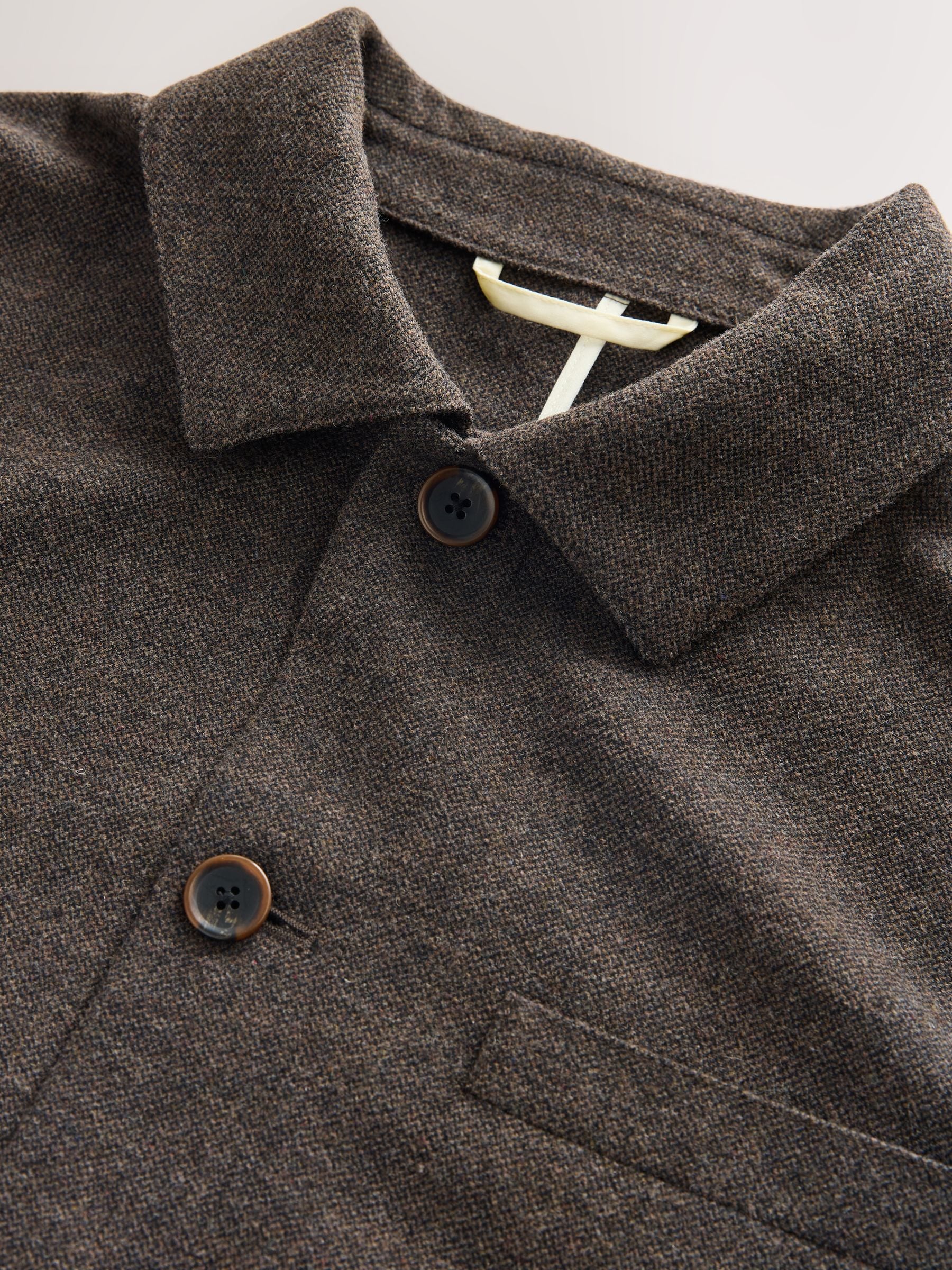 Buy Brown Smart Textured Chore Jacket With Wool from Next USA