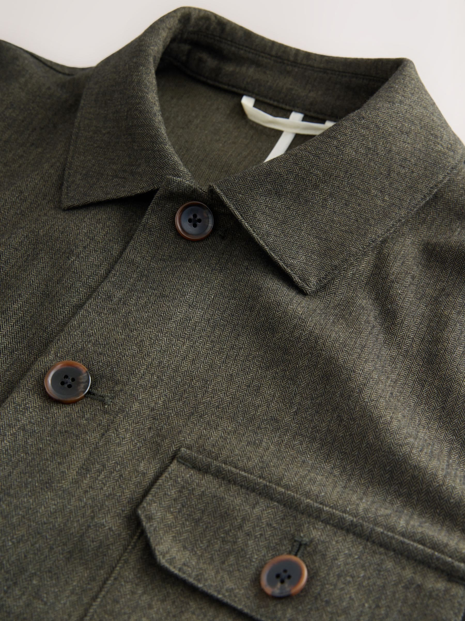 Buy Khaki Green Herringbone Smart Brushed Cotton Texture Chore