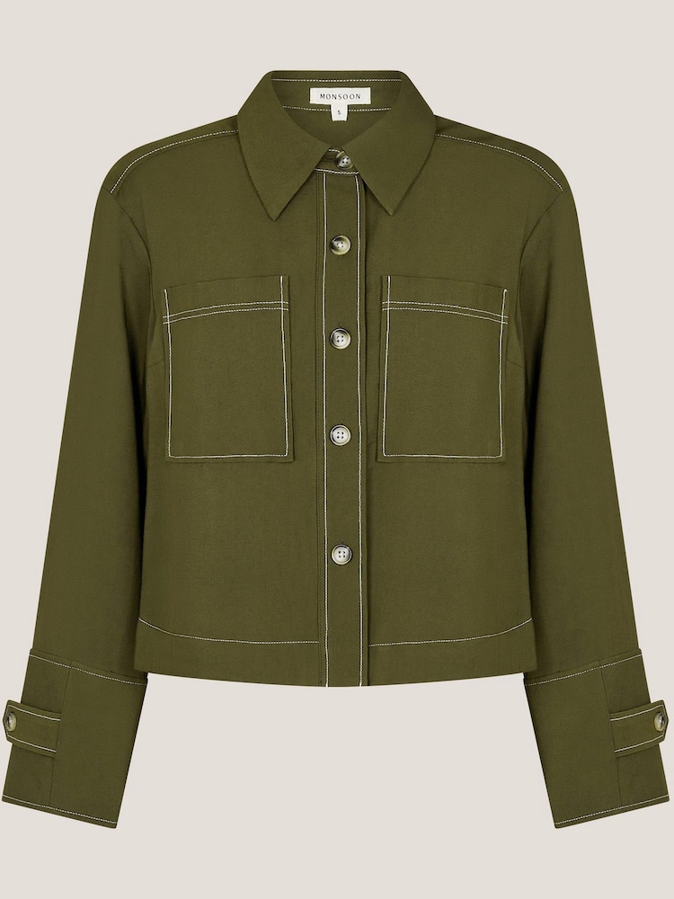Monsoon Green Katya Contrast Cargo Shirt - Image 6 of 6