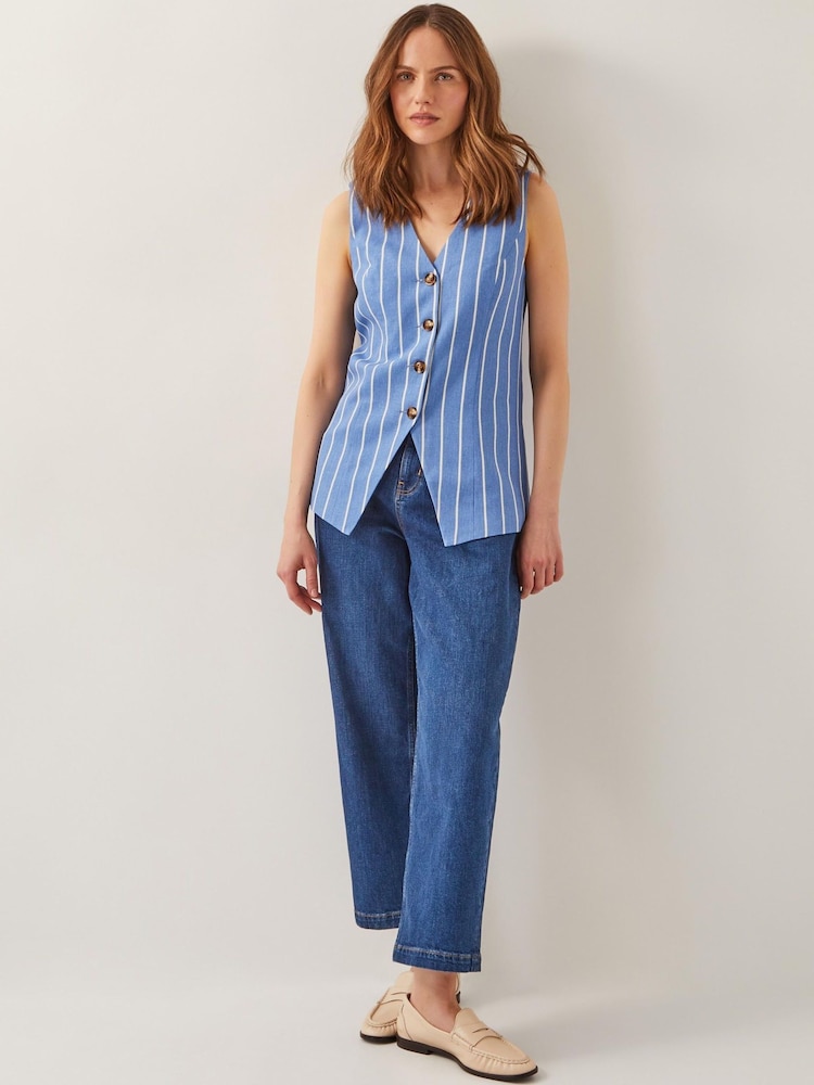 Monsoon Blue Susan Stripe Waistcoat - Image 2 of 6
