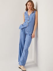Monsoon Blue Susan Stripe Waistcoat - Image 5 of 6