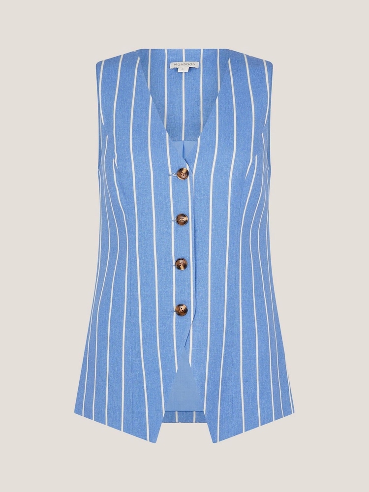 Monsoon Blue Susan Stripe Waistcoat - Image 6 of 6