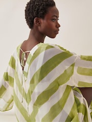 Monsoon Green Sorcha Chevron Stripe Kaftan Dress - Image 3 of 5