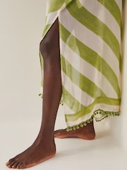 Monsoon Green Sorcha Chevron Stripe Kaftan Dress - Image 4 of 5