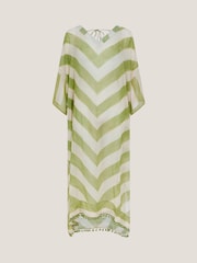 Monsoon Green Sorcha Chevron Stripe Kaftan Dress - Image 5 of 5