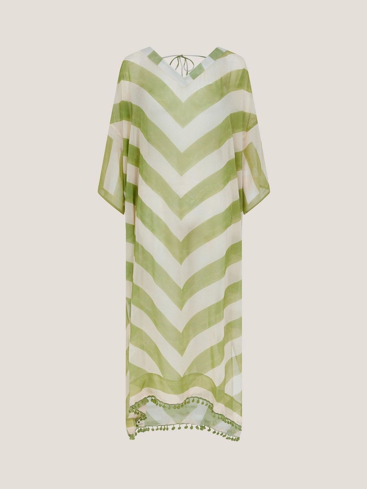 Monsoon Green Sorcha Chevron Stripe Kaftan Dress - Image 5 of 5