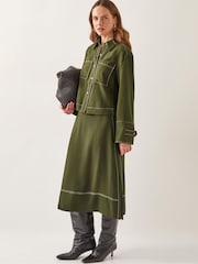 Monsoon Green Katya Tie Waist Midi Skirt - Image 1 of 6