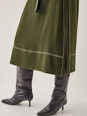 Monsoon Green Katya Tie Waist Midi Skirt - Image 3 of 6