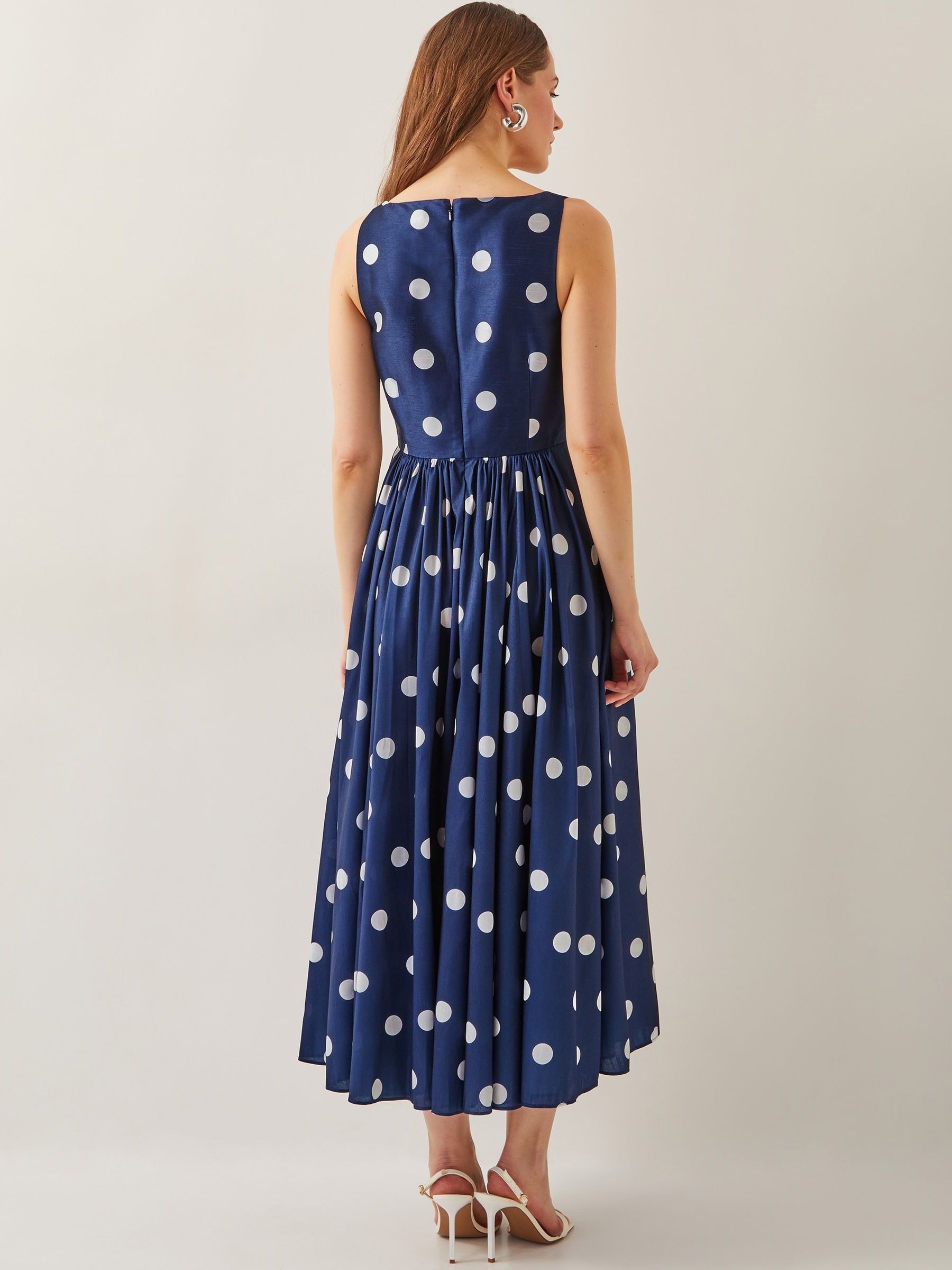 Buy Monsoon Blue Sicily Polka Dot Fit & Flare Midi Dress from Next USA