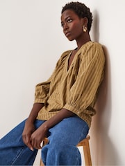 Monsoon Brown Suzi 3/4 Sleeve Check Top - Image 3 of 4