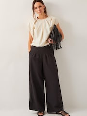 Monsoon Black Margo Wide Leg Trousers - Image 1 of 5