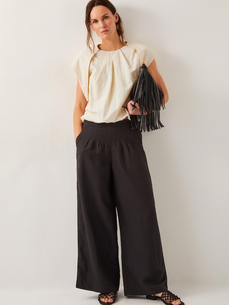 Monsoon Black Margo Wide Leg Trousers - Image 1 of 5