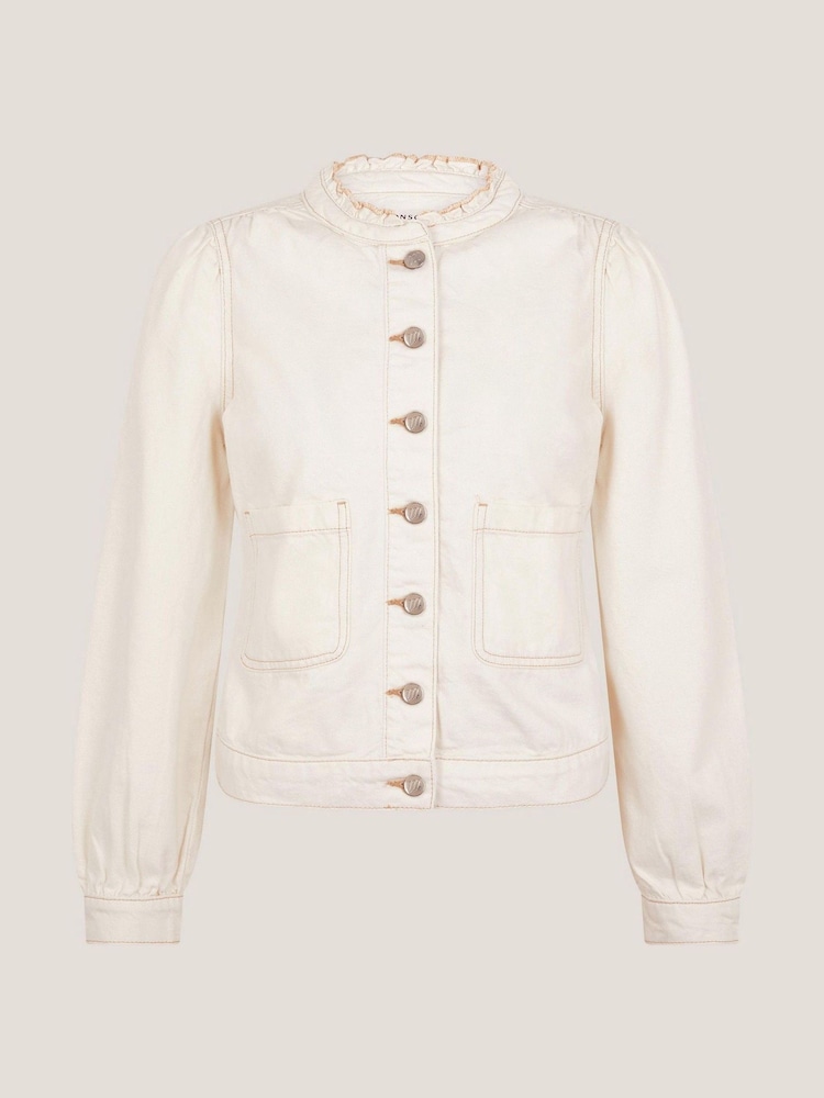 Monsoon Natural Louisa Frill Denim Jacket - Image 6 of 6 Monsoon Natural Louisa Frill Denim Jacket - Image 6 of 6