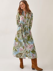 Monsoon Green Piper Floral Print Midi Dress - Image 2 of 5