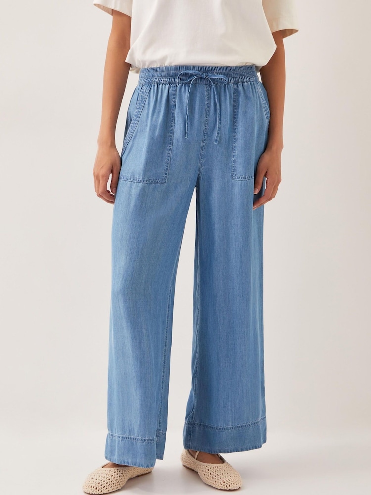 Monsoon Blue Nyla Wide Leg Trousers - Image 2 of 4 Monsoon Blue Nyla Wide Leg Trousers - Image 2 of 4