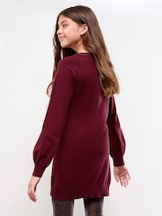 Lipsy Berry Red Star Christmas Crew Neck Knitted Dress (5-16yrs) - Image 5 of 5