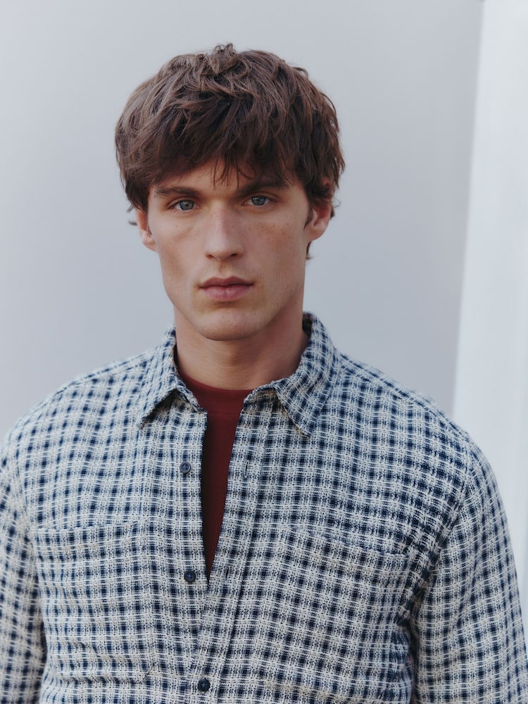 Ecru Twin Pocket Long Sleeve Check Shirt - Image 1 of 15