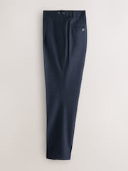 Navy Blue Regular Tapered Fit Smart Textured Soft Touch Trousers - Image 8 of 11