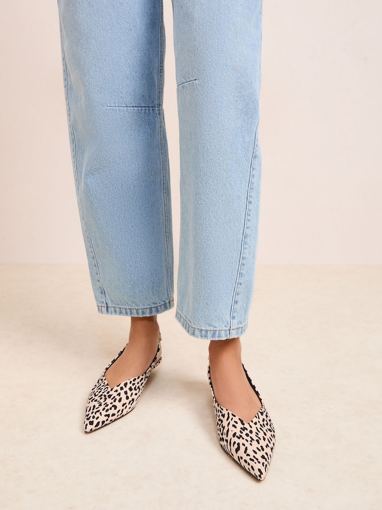 Friends Like These White Leopard Micro Kitten Heel Pointed Toe Faux Suede Court Shoes - Image 1 of 4 Friends Like These White Leopard Micro Kitten Heel Pointed Toe Faux Suede Court Shoes - Image 1 of 4
