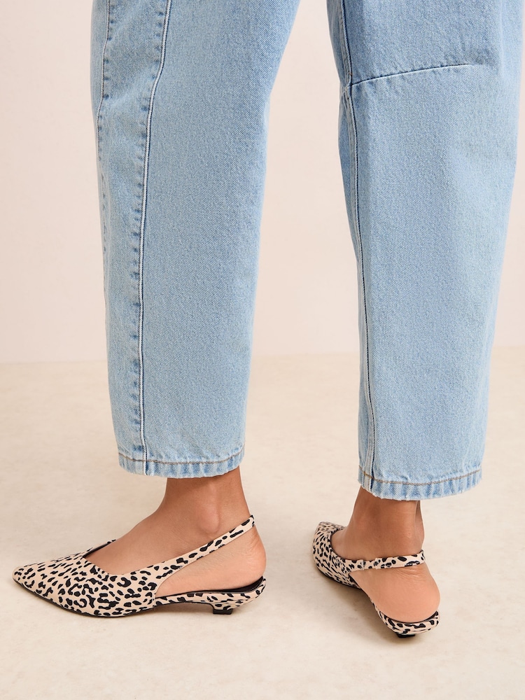 Friends Like These White Leopard Micro Kitten Heel Pointed Toe Faux Suede Court Shoes - Image 2 of 4 Friends Like These White Leopard Micro Kitten Heel Pointed Toe Faux Suede Court Shoes - Image 2 of 4