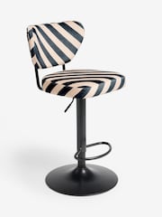Rockett St George Studio Stripe Velvet Sand and Black Perfect Bar Stool - Image 6 of 9