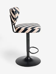 Rockett St George Studio Stripe Velvet Sand and Black Perfect Bar Stool - Image 7 of 9