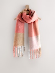 Pink Check Heavyweight Brushed Blanket Scarf - Image 4 of 7