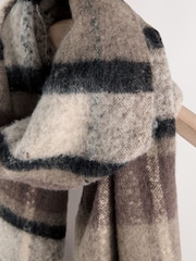 Brown Check Heavyweight Brushed Blanket Scarf - Image 8 of 9