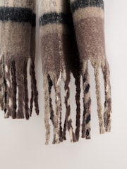 Brown Check Heavyweight Brushed Blanket Scarf - Image 9 of 9