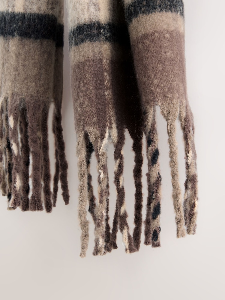 Brown Check Heavyweight Brushed Blanket Scarf - Image 9 of 9 Brown Check Heavyweight Brushed Blanket Scarf - Image 9 of 9