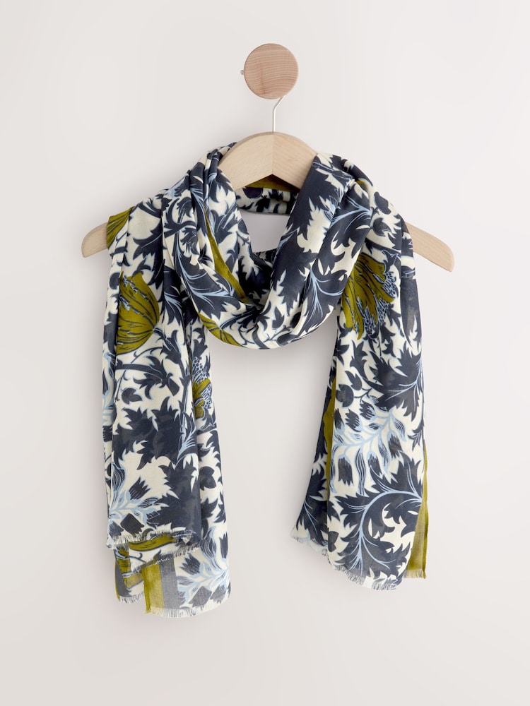 Navy Tapestry Floral Print Lightweight Scarf - Image 1 of 3 Navy Tapestry Floral Print Lightweight Scarf - Image 1 of 3