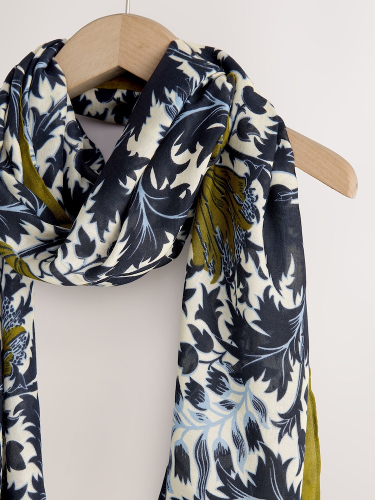 Navy Tapestry Floral Print Lightweight Scarf - Image 2 of 3 Navy Tapestry Floral Print Lightweight Scarf - Image 2 of 3