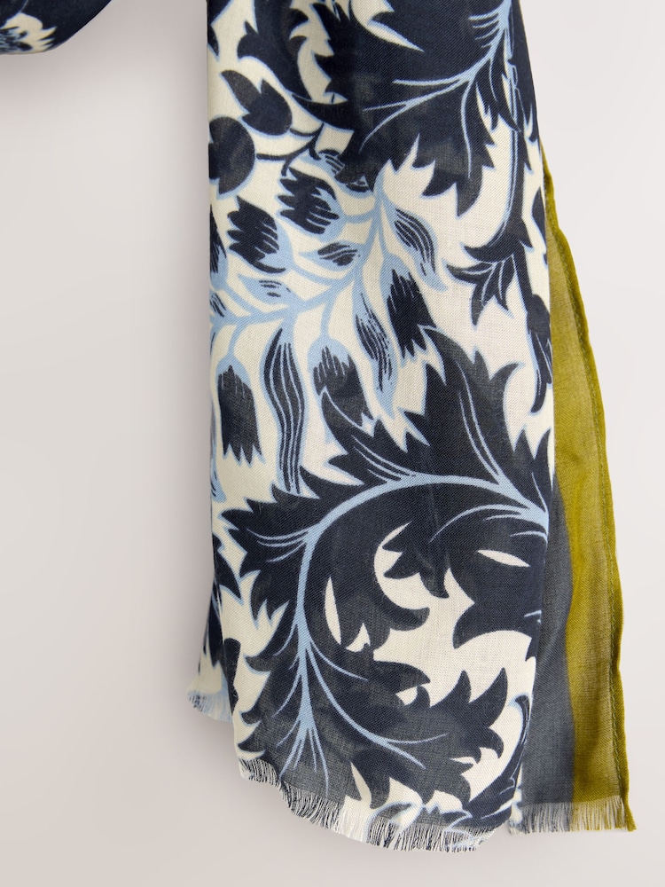 Navy Tapestry Floral Print Lightweight Scarf - Image 3 of 3 Navy Tapestry Floral Print Lightweight Scarf - Image 3 of 3