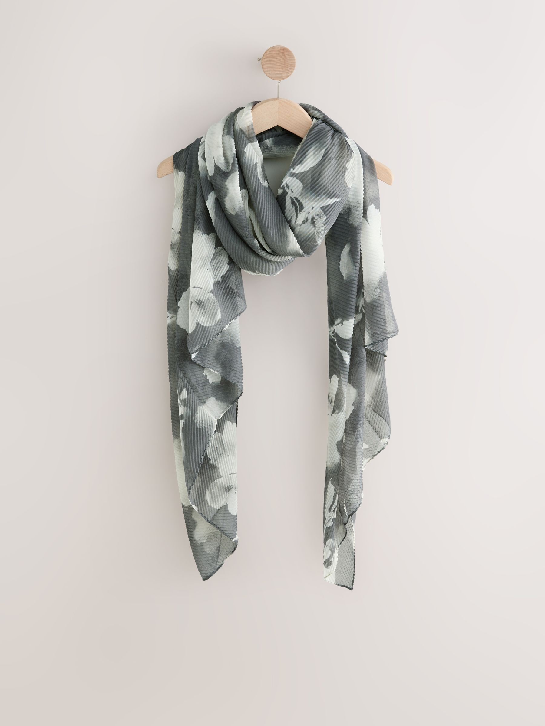 Buy Black Floral Print Plisse Lightweight Scarf from the Next UK