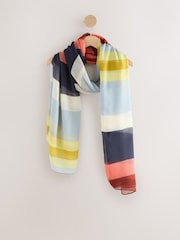 Orange Bright Plisse Stripe Lightweight Scarf - Image 1 of 3