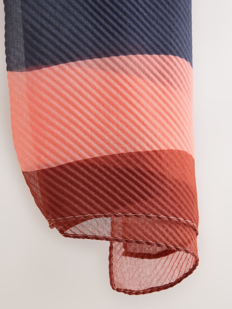 Orange Bright Plisse Stripe Lightweight Scarf - Image 3 of 3