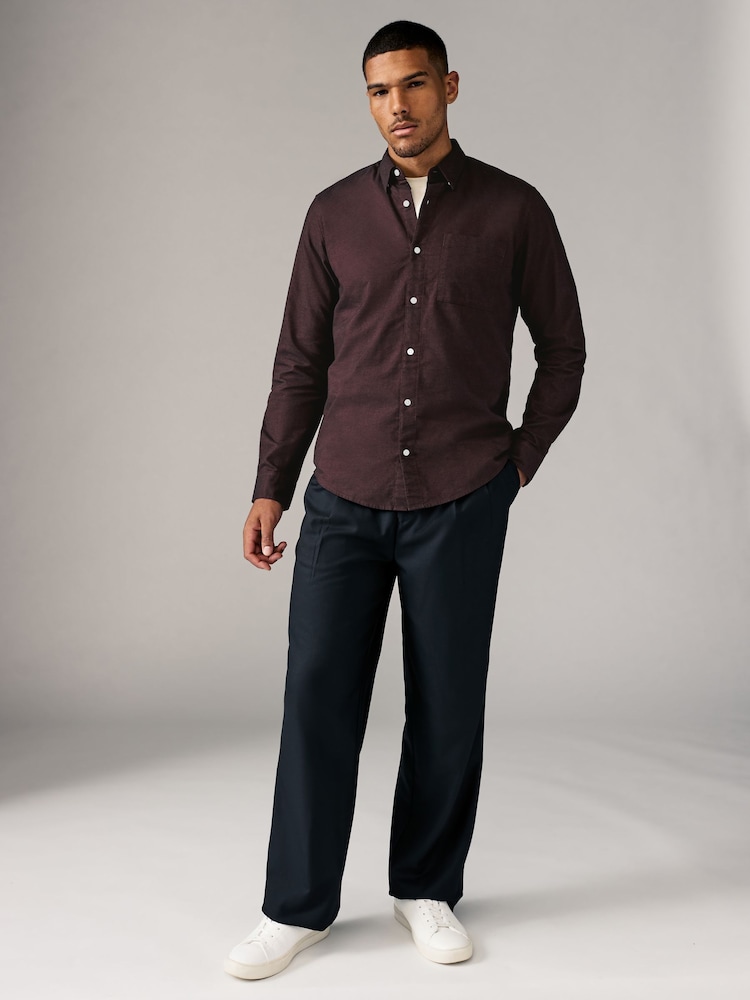 Burgundy Red Brushed Oxford Long Sleeve Shirt - Image 2 of 8