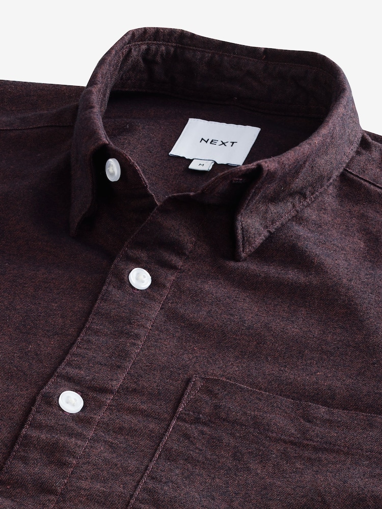 Burgundy Red Brushed Oxford Long Sleeve Shirt - Image 8 of 8