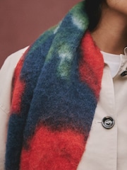 Navy Blue Floral Brushed Blanket Heavyweight Scarf - Image 4 of 8