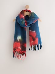 Navy Blue Floral Brushed Blanket Heavyweight Scarf - Image 6 of 8
